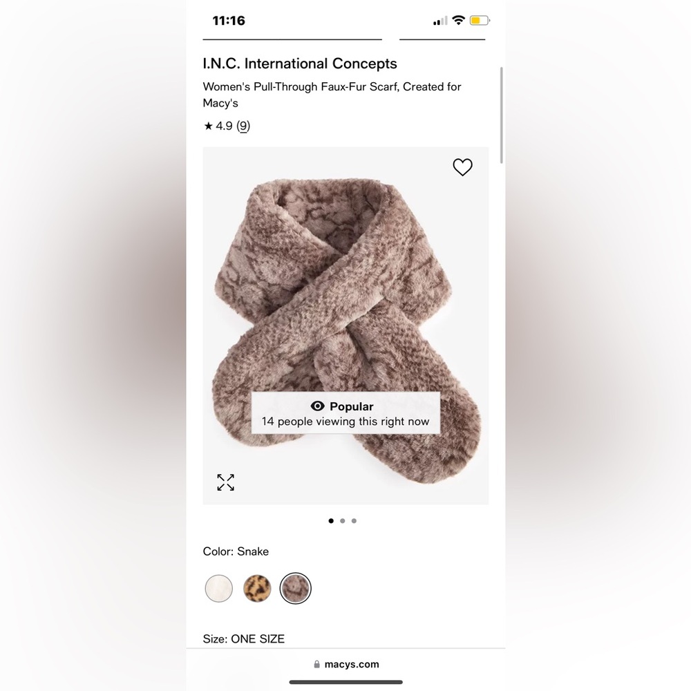 Faux fur snake print scarf
